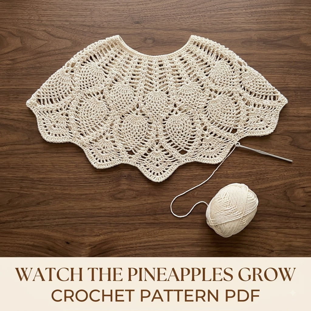 Pineapple Lace Shawl Crochet Pattern PDF – Classic Lace Wrap with Pointed Scalloped Edge
