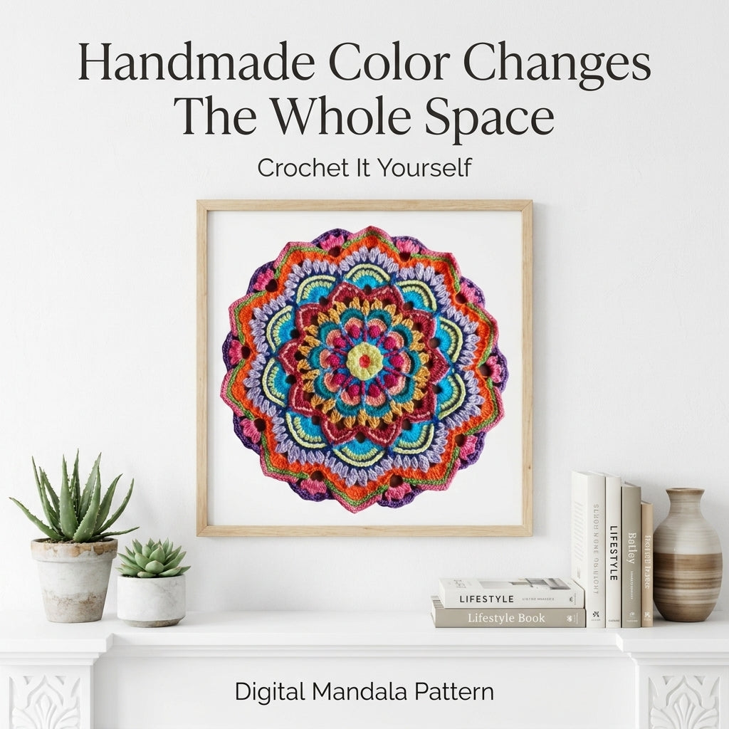 Overlay Crochet Mandala Pattern | Layered Petal Table Topper & Centrepiece | Multi-Colour Doily | PDF Instant Download
