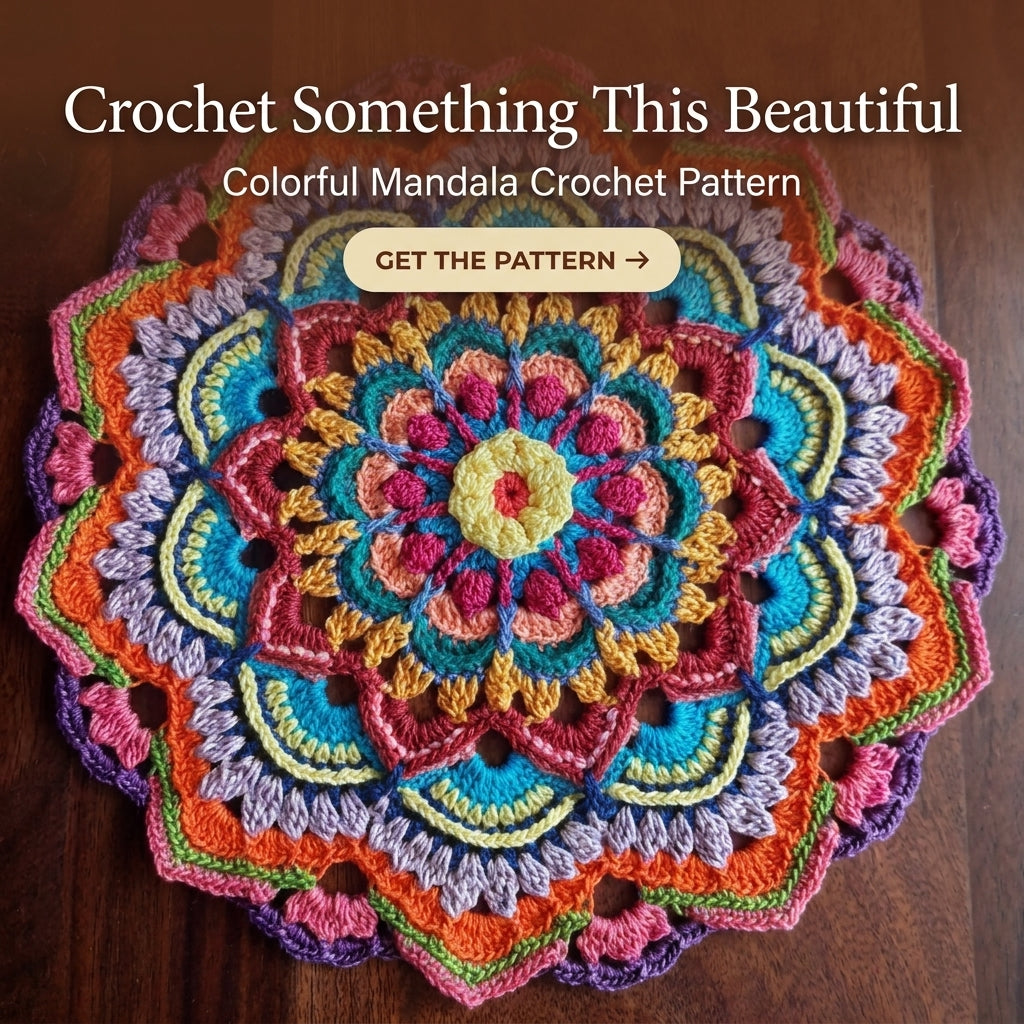 Overlay Crochet Mandala Pattern | Layered Petal Table Topper & Centrepiece | Multi-Colour Doily | PDF Instant Download