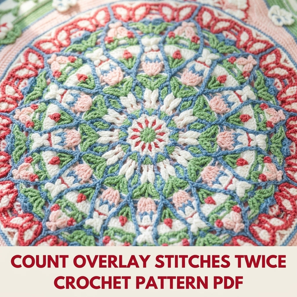 Strawberry Garden Overlay Mandala Blanket Crochet Pattern PDF – Strawberry and Flower Borders
