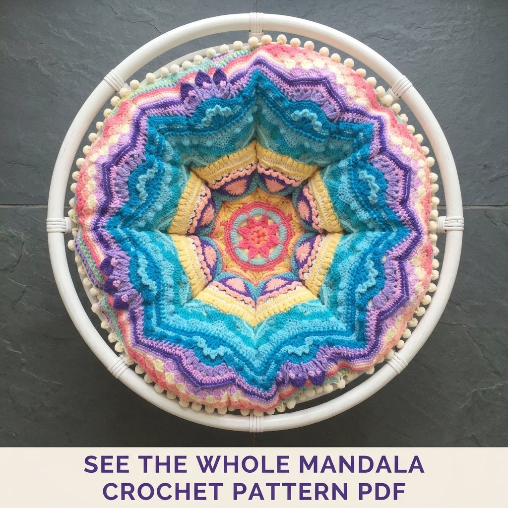 Mandala Papasan Cushion Crochet Pattern PDF – Round Chair Cover