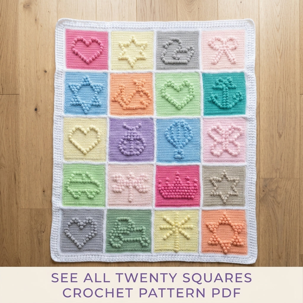 Bobble Shapes Baby Blanket Crochet Pattern PDF – Textured Pastel Squares