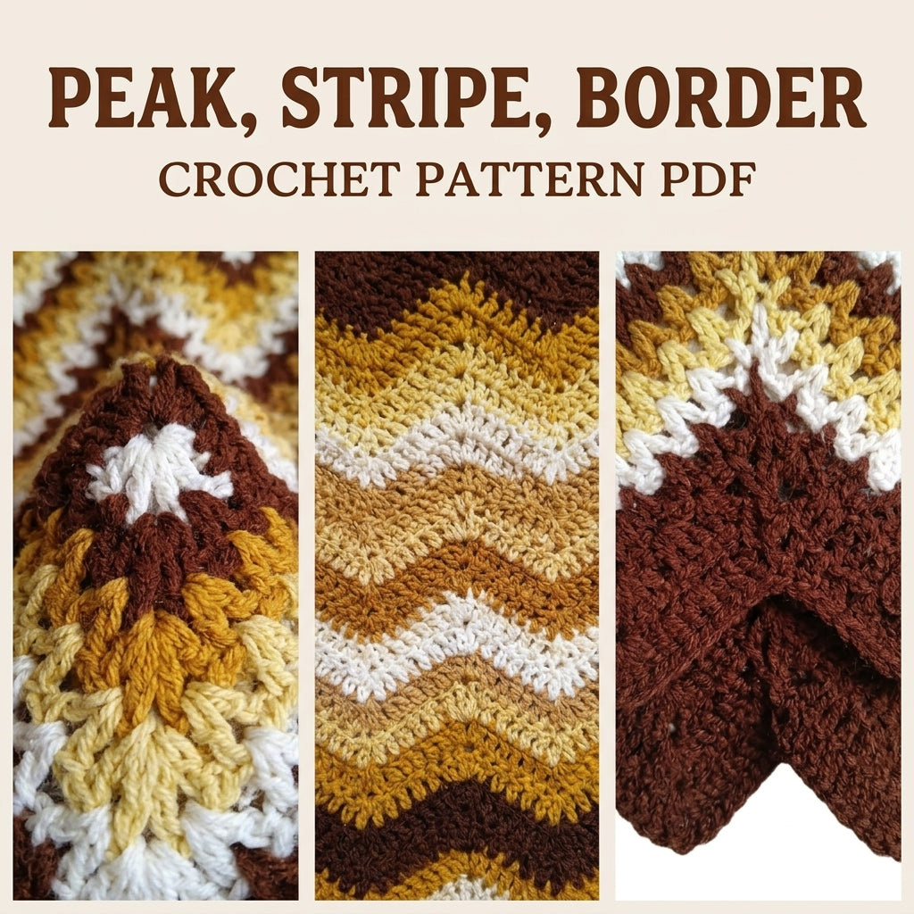Vintage Gold Ripple Blanket Crochet Pattern PDF – Vintage Brown and Gold Afghan