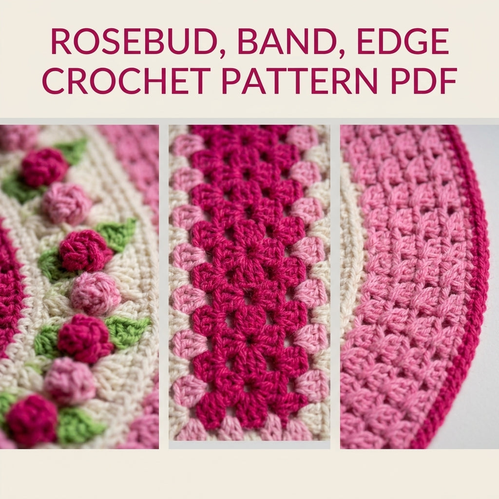 Rosebud Oval Granny Runner Crochet Pattern PDF – Oval Table Runner or Rug