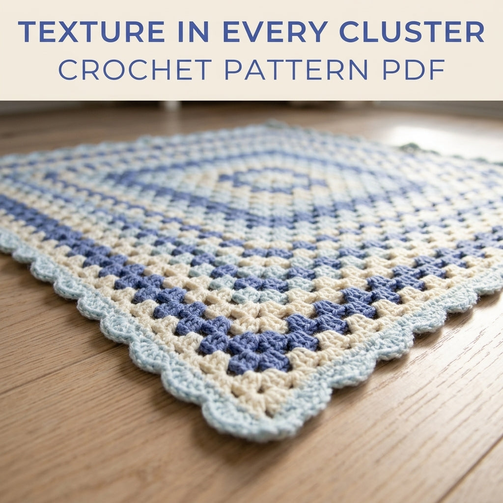Blue Granny Square Baby Blanket Crochet Pattern PDF – Easy Giant Granny