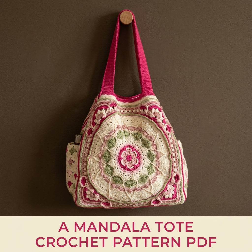 Mandala Medallion Tote Crochet Pattern PDF – Large Crochet Bag with Mandala