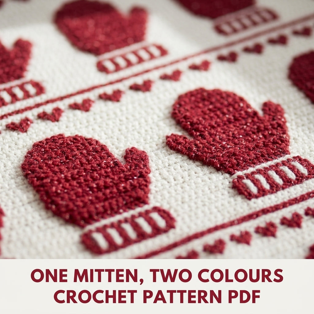 Mitten Crochet Blanket Pattern PDF – Christmas Tapestry Crochet Throw in Red and White
