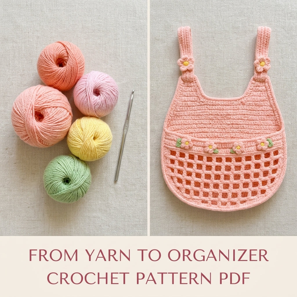Flower Mesh Car Seat Organizer Crochet Pattern PDF – Back Seat Toy Holder
