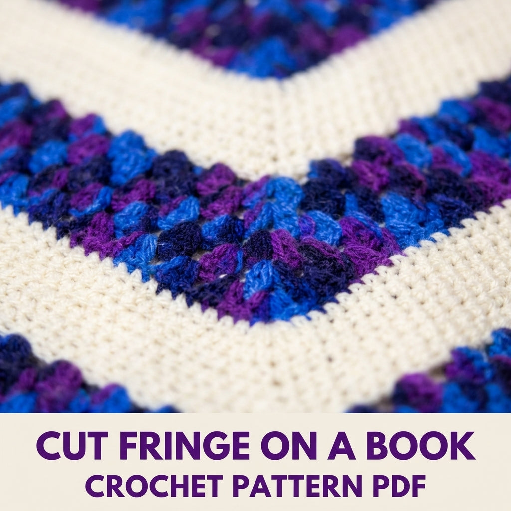 Purple Chevron Poncho Crochet Pattern PDF – Purple and Cream Fringe Poncho