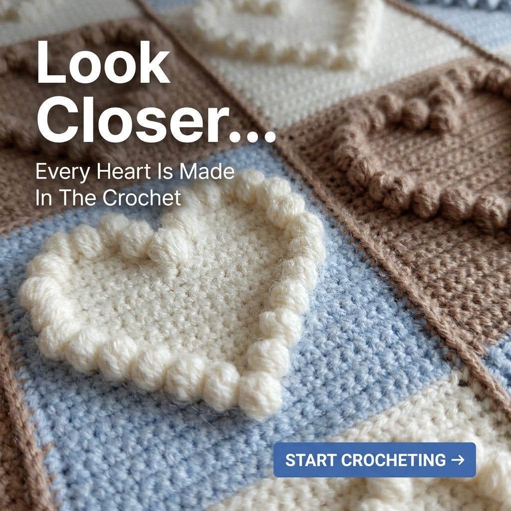 Bubble Heart Baby Blanket Crochet Pattern – Textured Puff Stitch Hearts