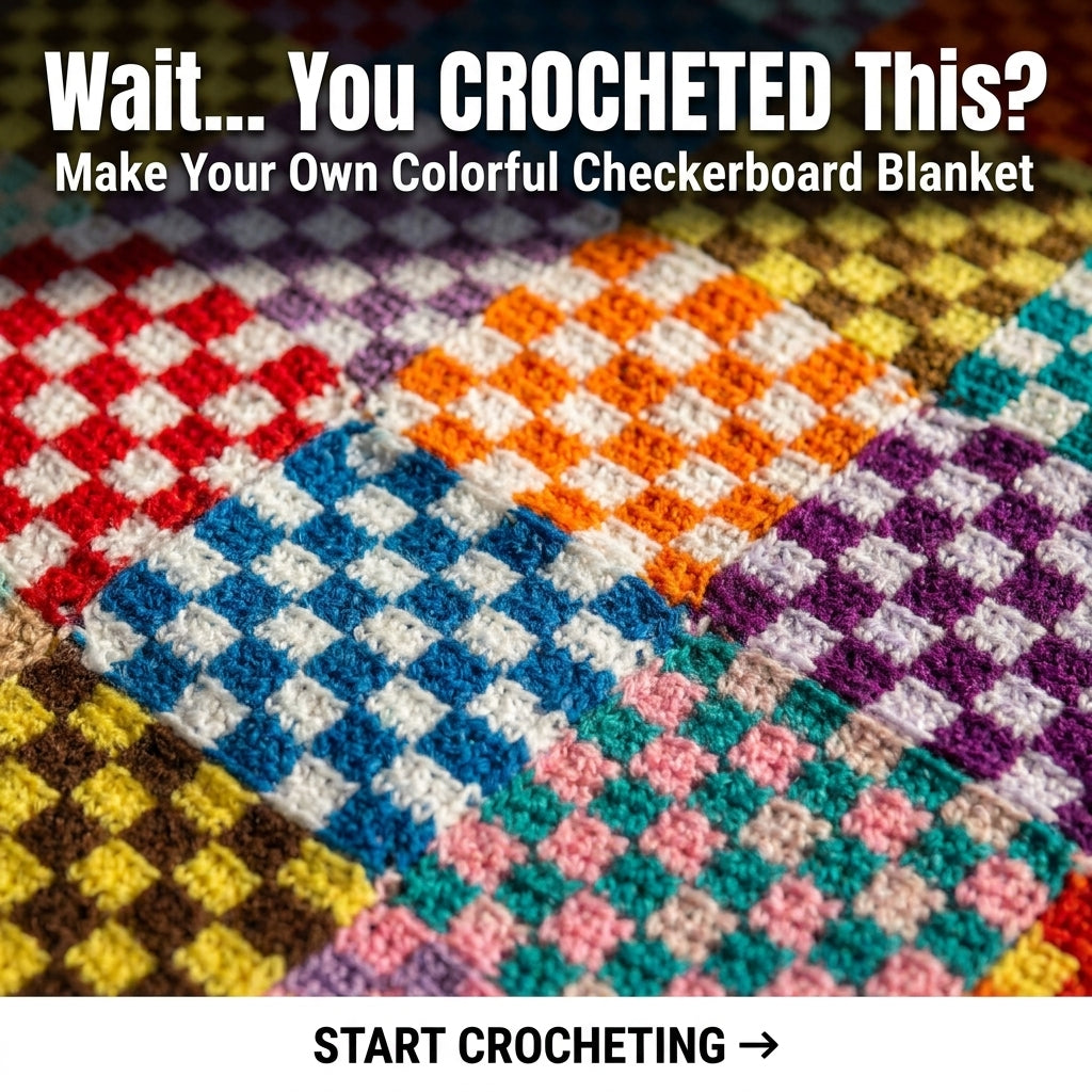 Checkered Patchwork Blanket Crochet Pattern – Colorful Scrap Yarn Throw