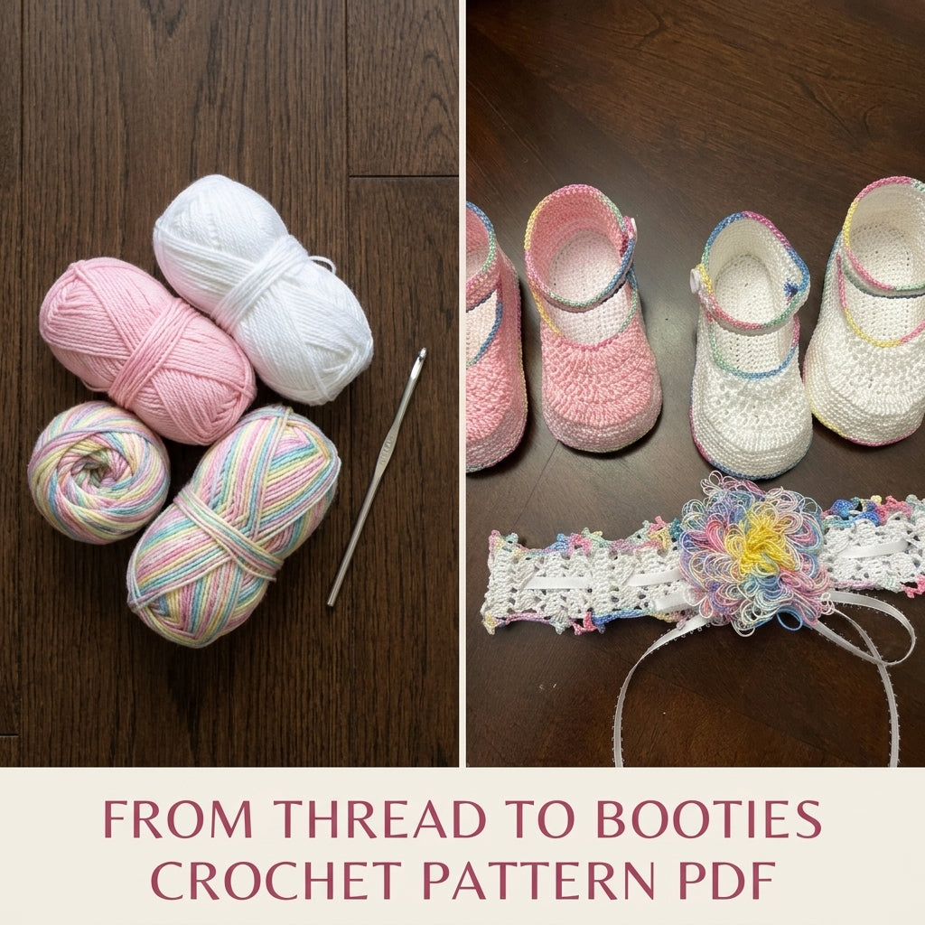 Mary Jane Booties and Headband Set Crochet Pattern PDF – Baby Christening Set