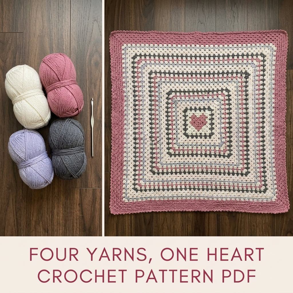 Heart Centre Granny Blanket Crochet Pattern PDF – Giant Granny Square with Heart