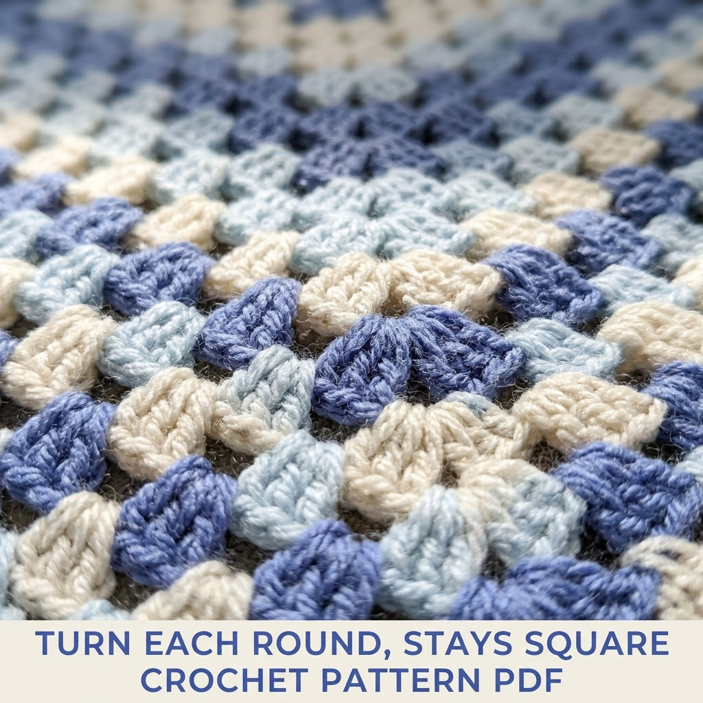 Blue Granny Square Baby Blanket Crochet Pattern PDF – Easy Giant Granny