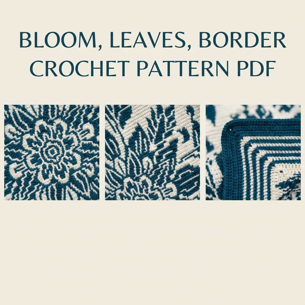 Teal Bloom Mosaic Crochet Blanket Pattern PDF – Two-Colour Floral Medallion Throw