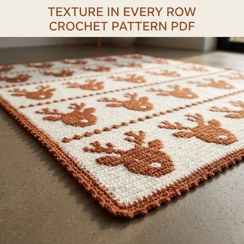 Reindeer Crochet Blanket Pattern PDF – Christmas Tapestry Crochet Throw in Copper and White