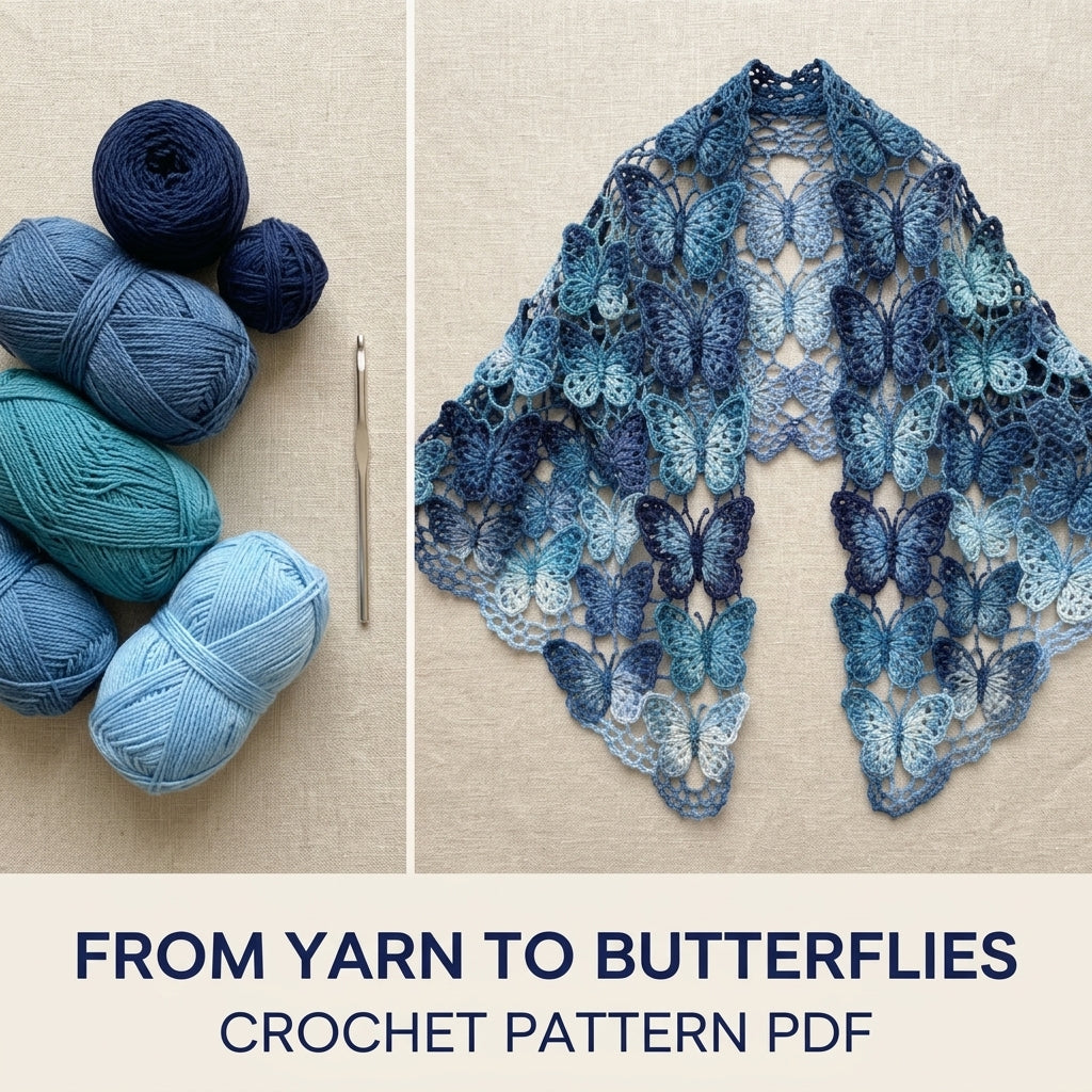 Butterfly Wrap Crochet Pattern PDF – Joined Lace Butterfly Shawl