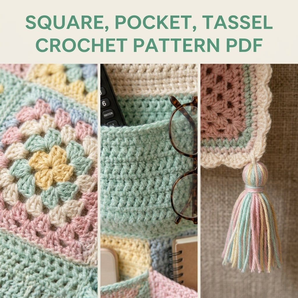 Pastel Granny Sofa Arm Organizer Crochet Pattern PDF – Armrest Caddy