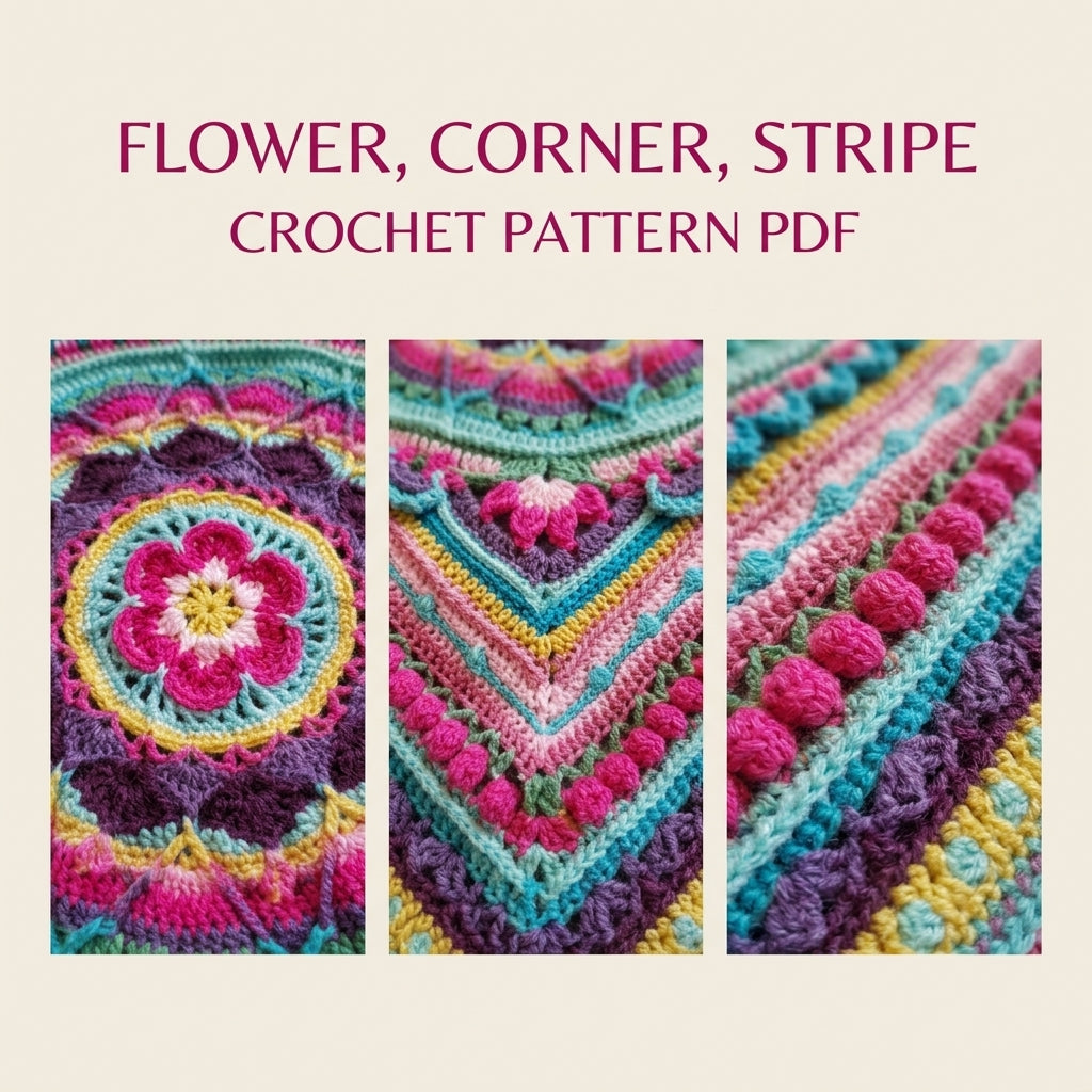 Candy Sunburst Mandala Blanket Crochet Pattern PDF – Bright Textured Square Throw