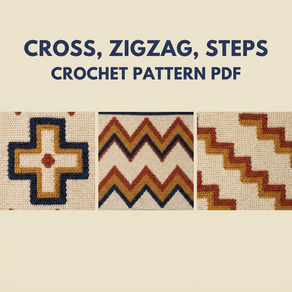 Cross and Zigzag Tapestry Crochet Pattern PDF – Geometric Crochet Wall Decor