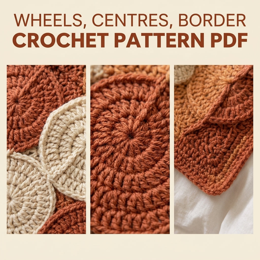 Catherine Wheel Crochet Blanket Pattern PDF – Textured Scalloped Throw in Rust, Orange and Cream