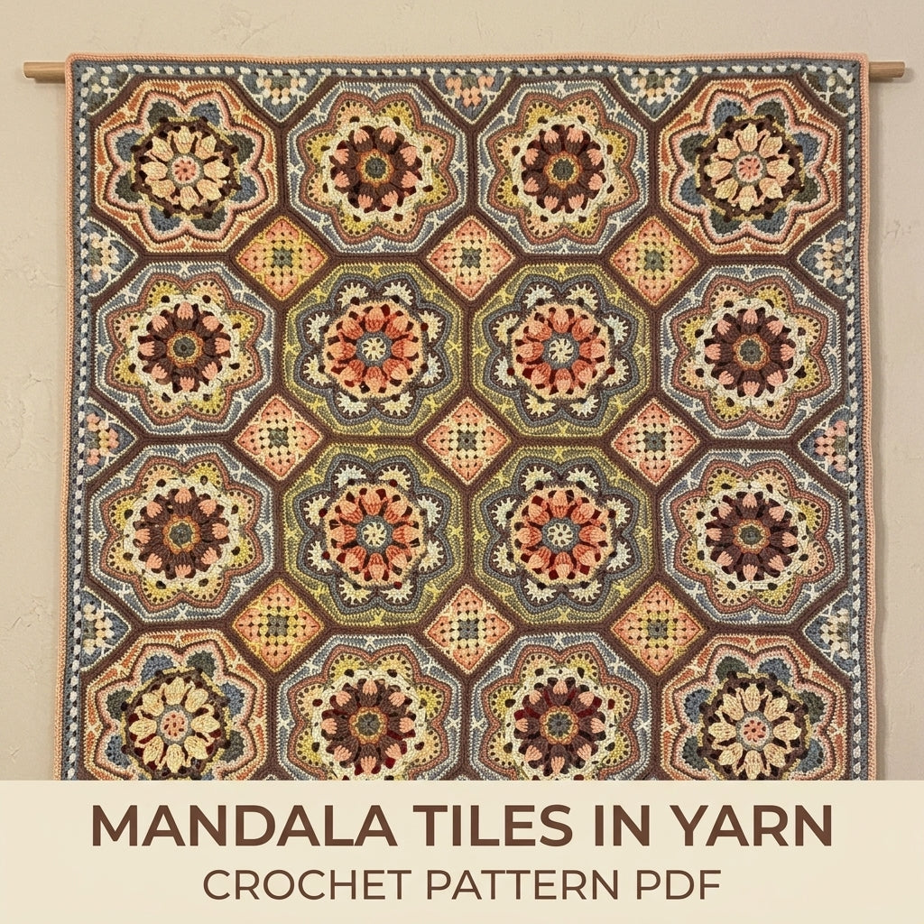 Octagon Mandala Tile Blanket Crochet Pattern PDF – Mandala Motif Afghan