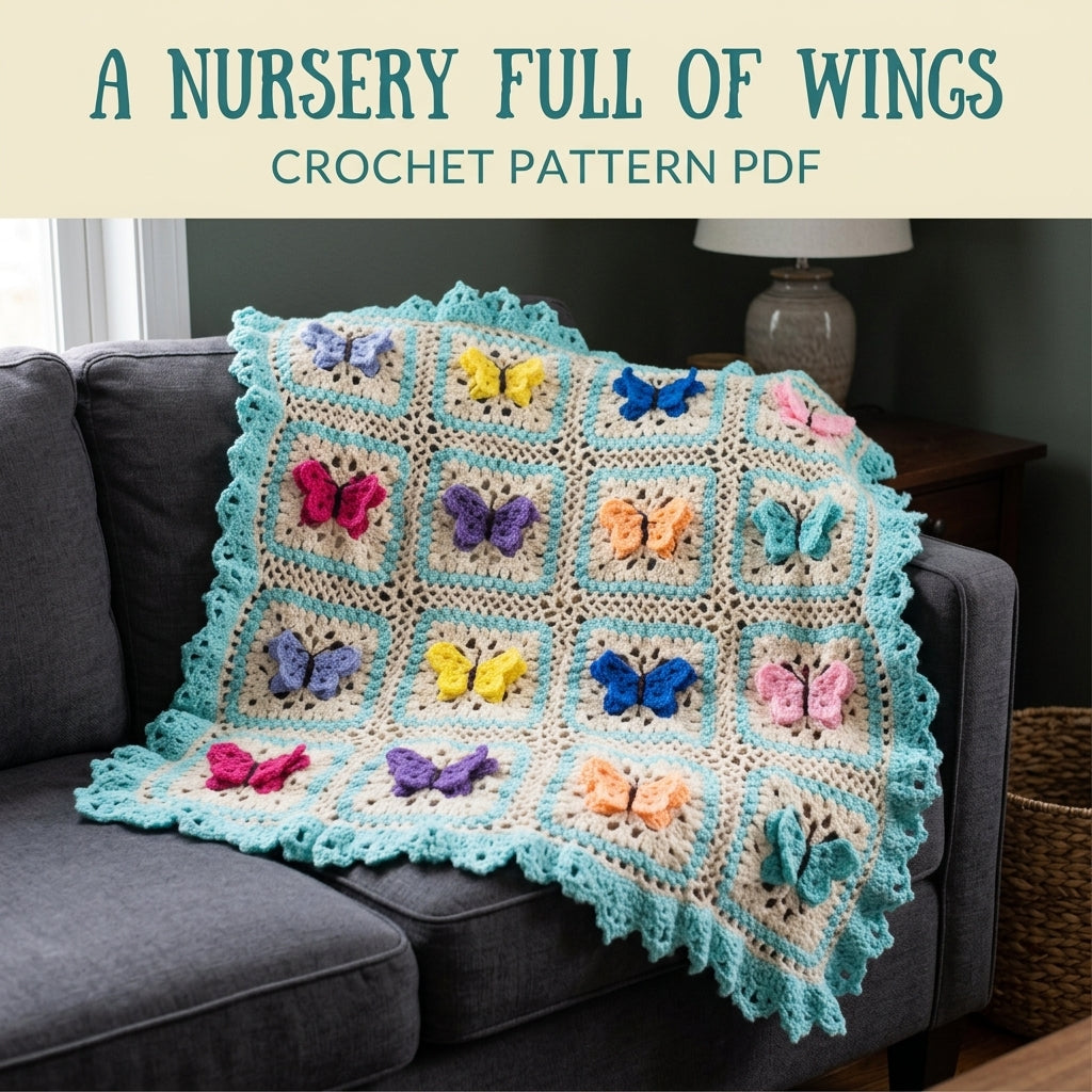 Butterfly Granny Square Baby Blanket Crochet Pattern PDF – 3D Butterfly