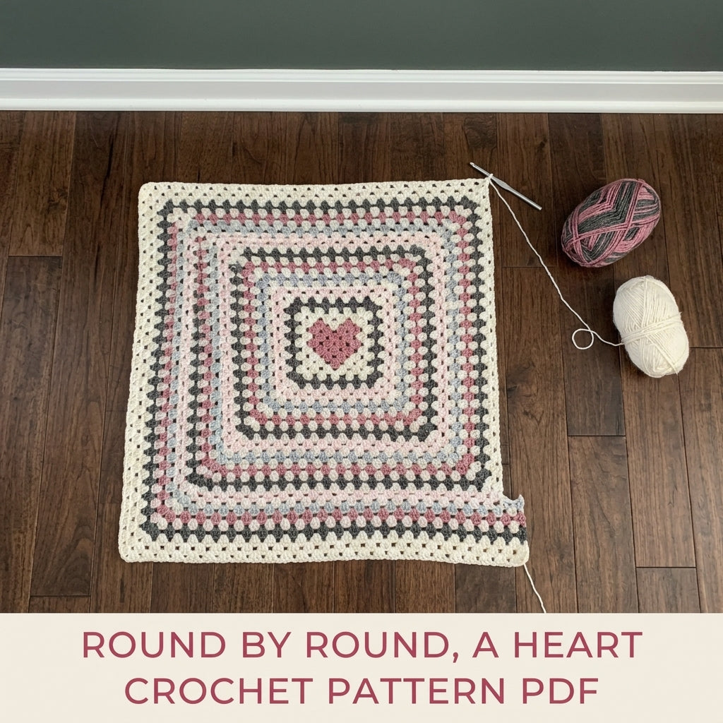 Heart Centre Granny Blanket Crochet Pattern PDF – Giant Granny Square with Heart