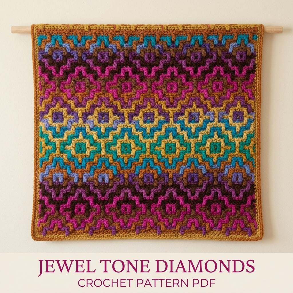 Jewel Mosaic Diamond Blanket Crochet Pattern PDF – Bold Mosaic Crochet Throw