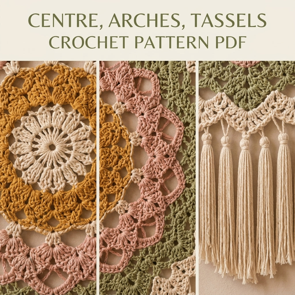 Mandala Star Wall Hanging Crochet Pattern PDF – Boho Wall Decor with Tassels