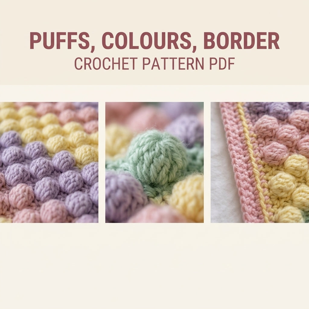 Puff Stitch Crochet Blanket Pattern PDF – Pastel Textured Throw for Beginners
