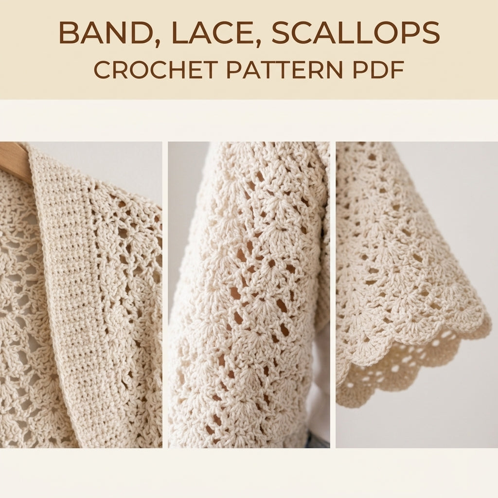 Lace Bolero Shrug Crochet Pattern PDF – Cropped Lace Shrug with Bell Sleeves