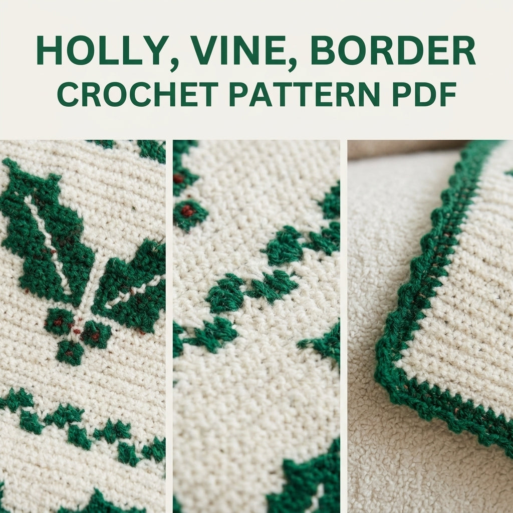 Holly Crochet Blanket Pattern PDF – Christmas Tapestry Crochet Throw in Green and White