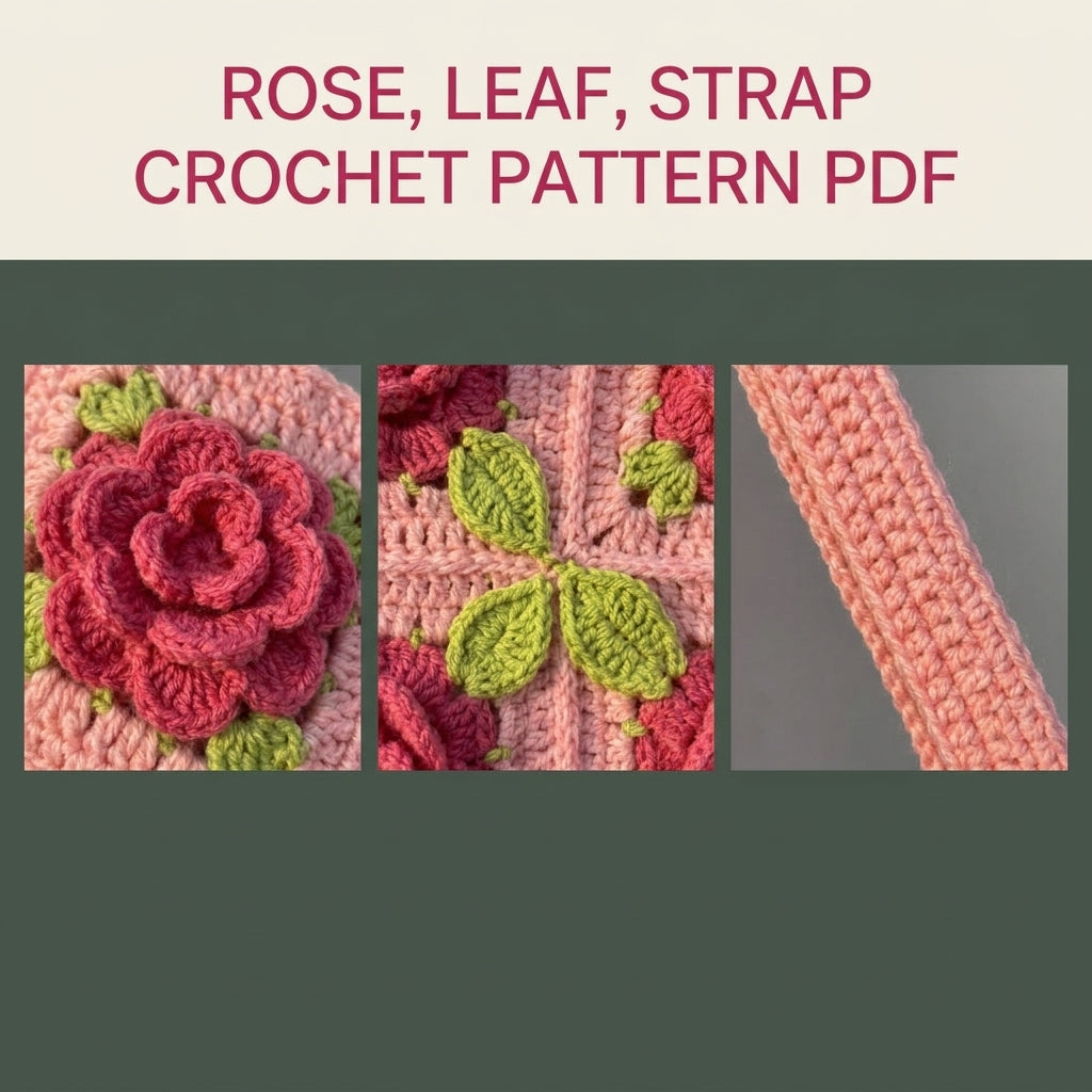 Pink Rose Granny Square Bag Crochet Pattern PDF – 3D Rose Shoulder Bag