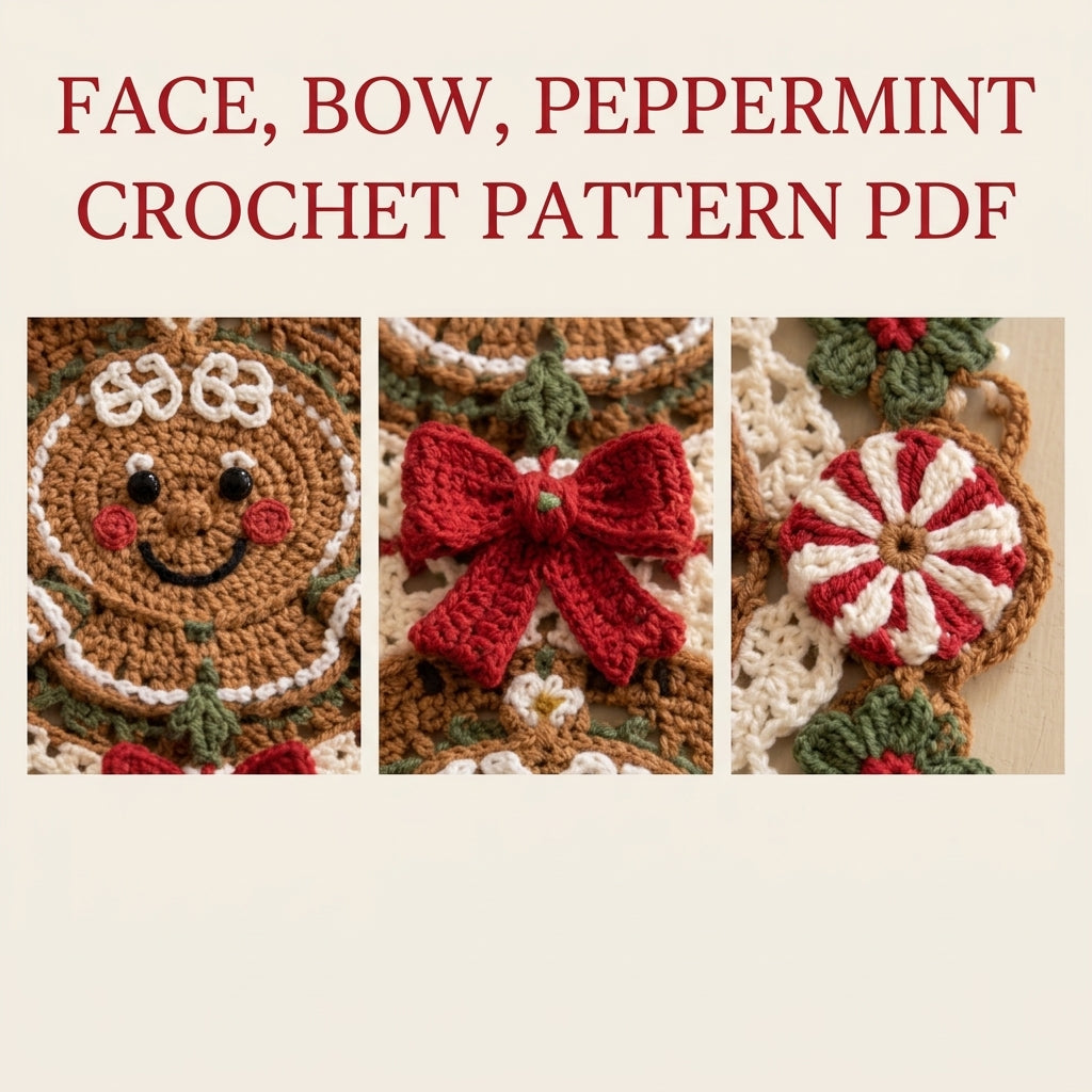 Gingerbread Table Runner Crochet Pattern PDF – Christmas Table Decor
