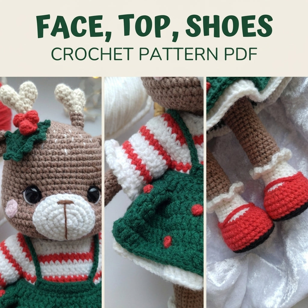 Reindeer Girl Amigurumi Doll Crochet Pattern PDF – Christmas Toy