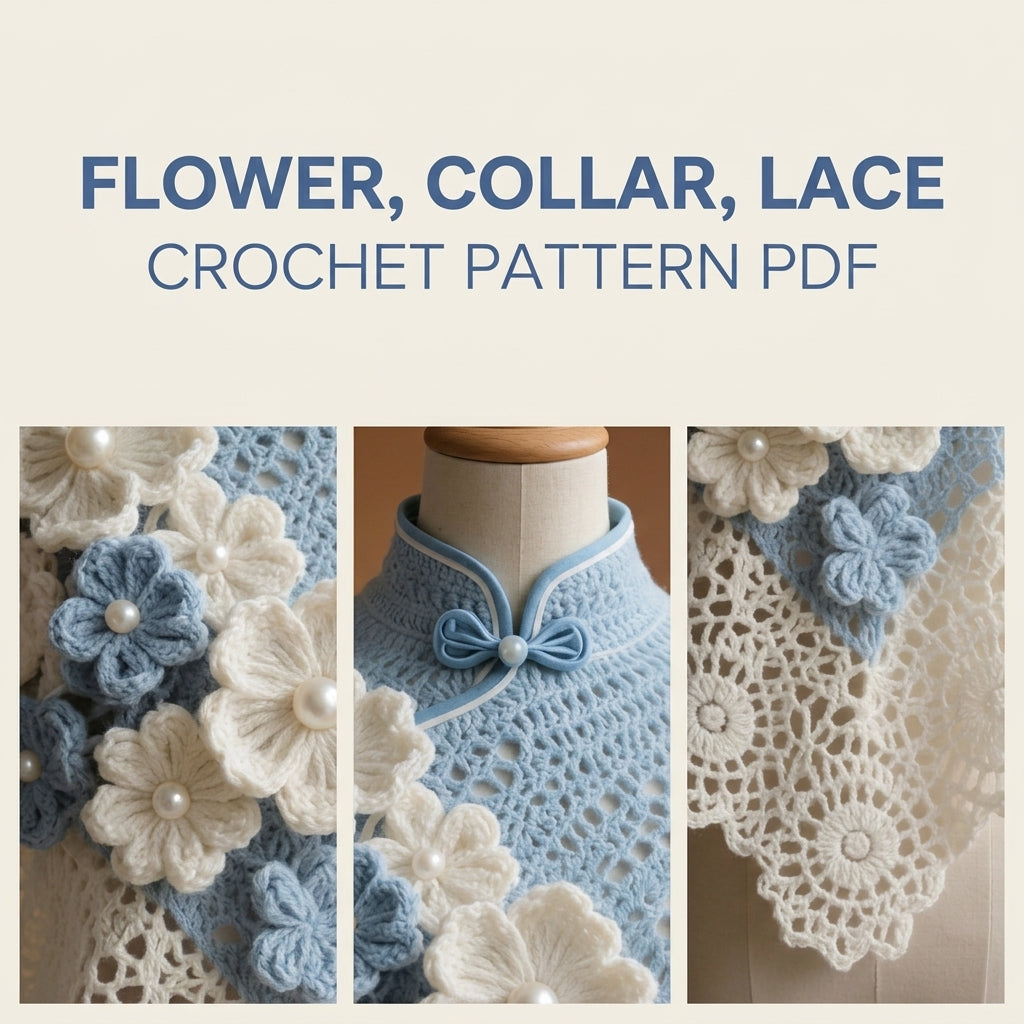 Flower Capelet Crochet Pattern PDF – Lace Capelet with Pearl Flowers