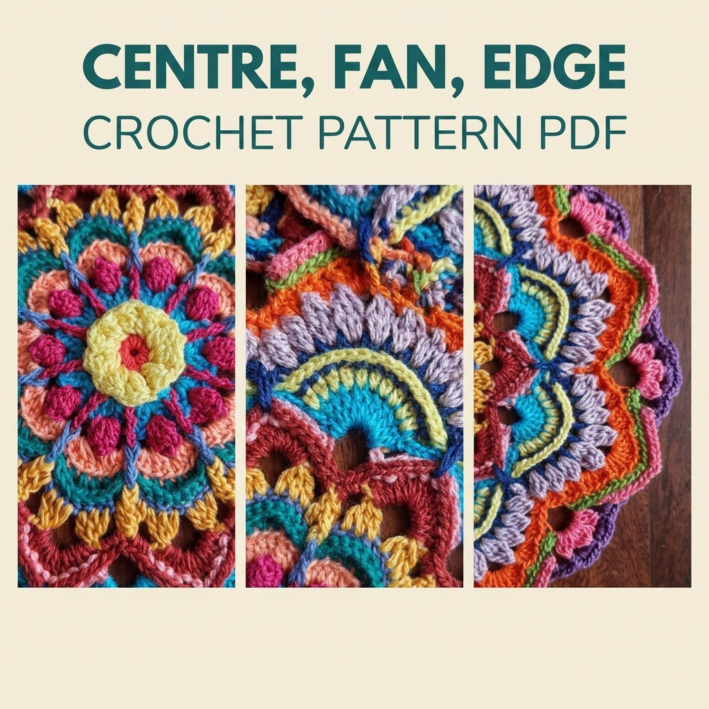 Rainbow Mandala Crochet Pattern PDF – Colourful Round Doily for Yarn Scraps