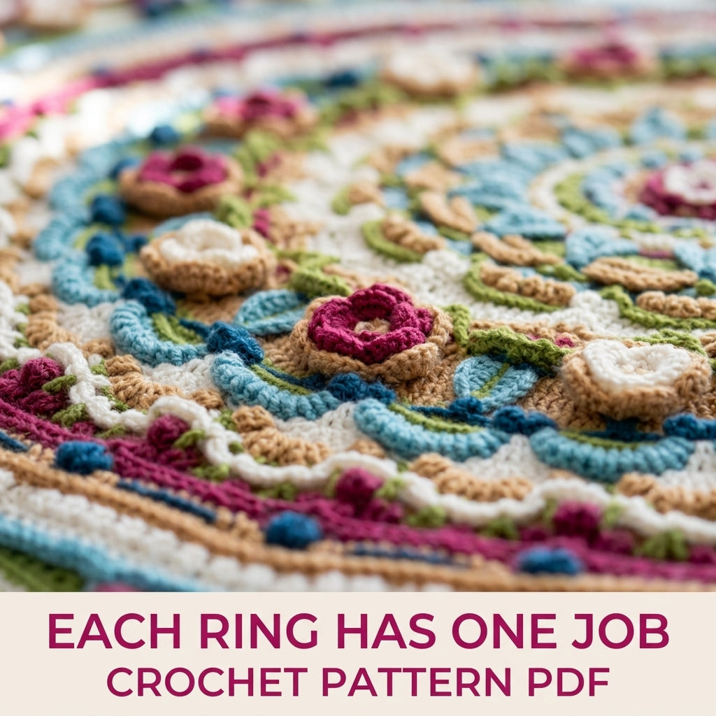 Jewel Overlay Mandala Blanket Crochet Pattern PDF – Colourful Textured Throw