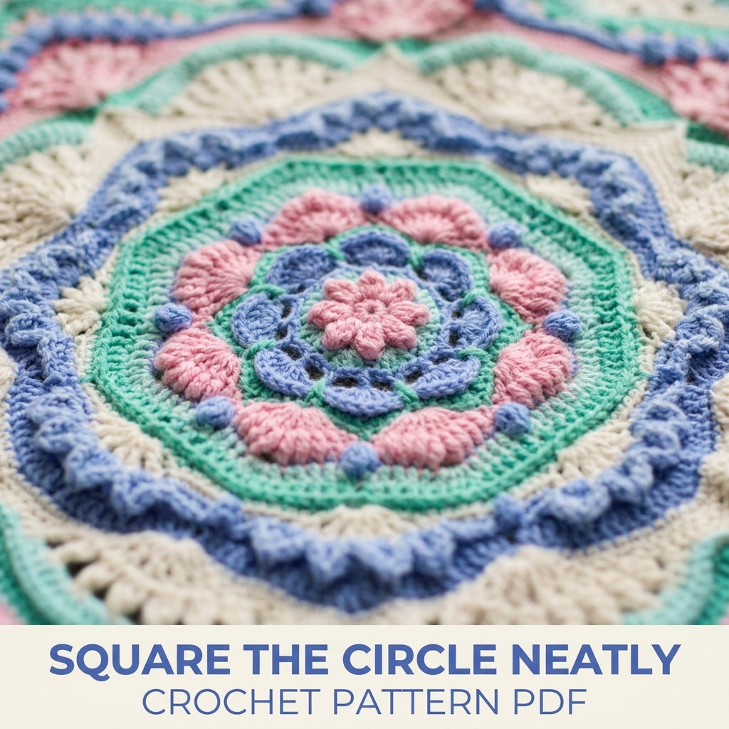 Pastel Star Mandala Blanket Crochet Pattern PDF – Textured Mandala Square Throw