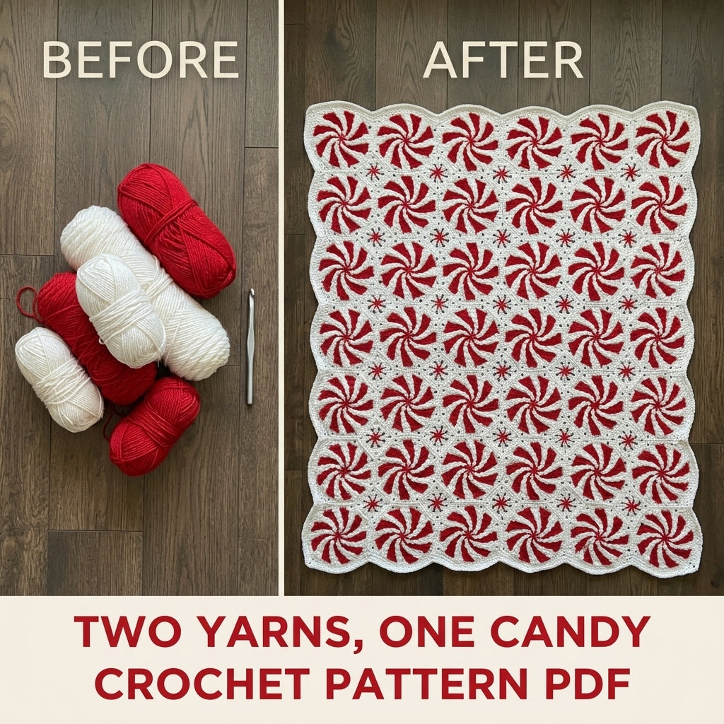 Peppermint Swirl Blanket Crochet Pattern PDF – Christmas Candy Afghan