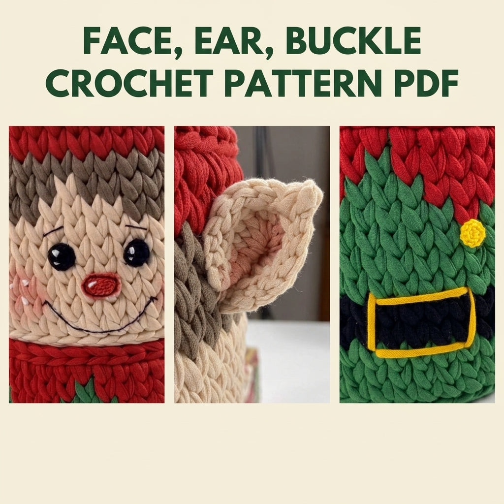 Elf Storage Basket Crochet Pattern PDF – Christmas T-Shirt Yarn Basket