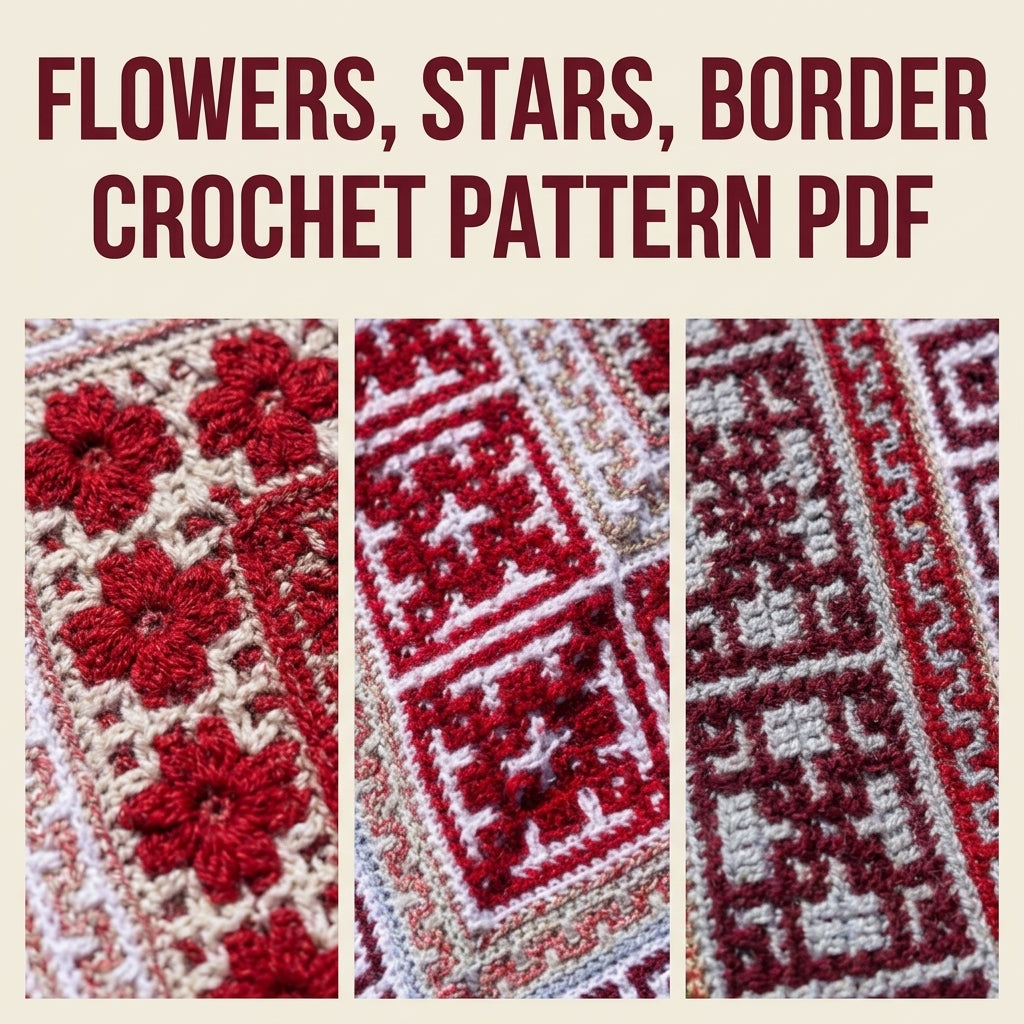 Red Rug Mosaic Blanket Crochet Pattern PDF – Mosaic in the Round Rug Style Throw