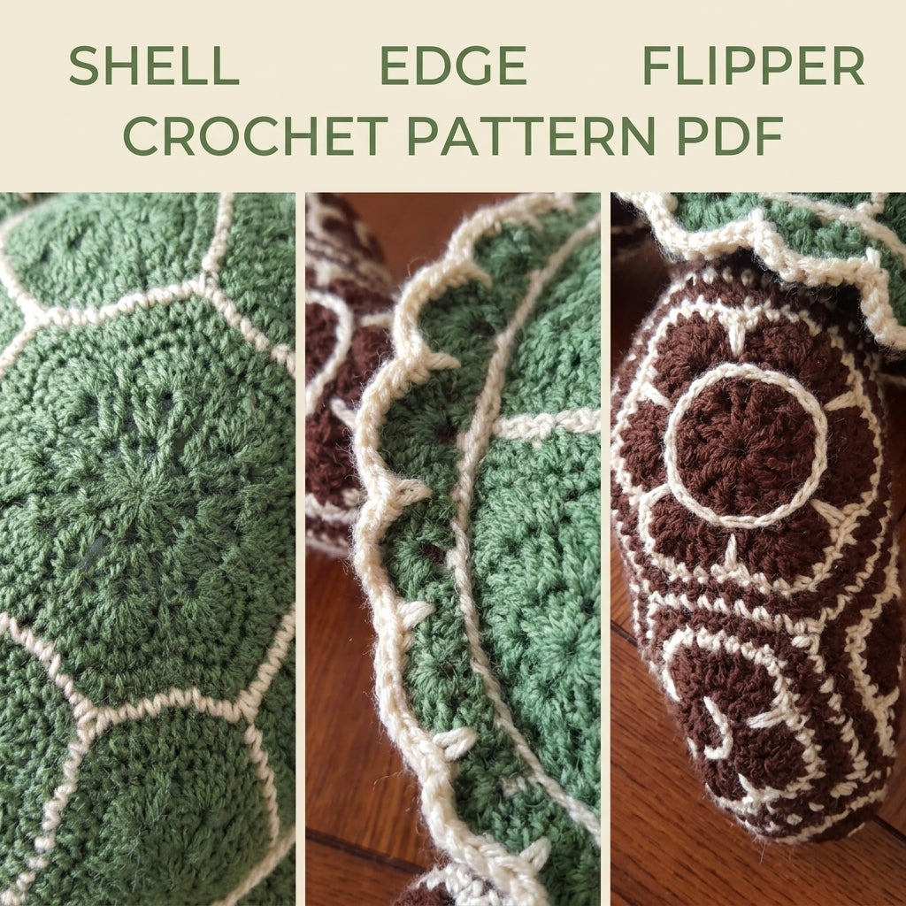 African Flower Sea Turtle Crochet Pattern PDF – Hexagon Amigurumi Turtle