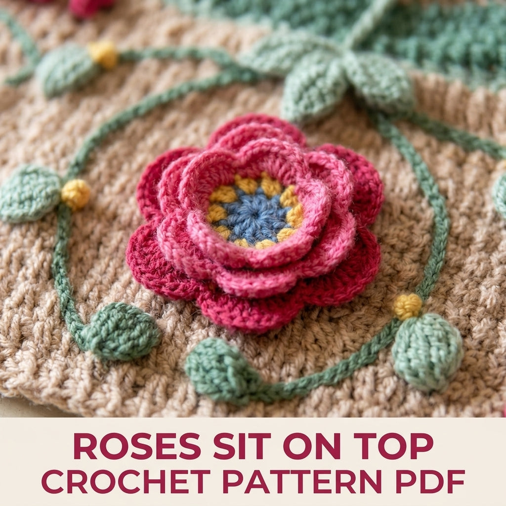 Rose Garden Overlay Blanket Crochet Pattern PDF – Raised Roses Mandala Throw