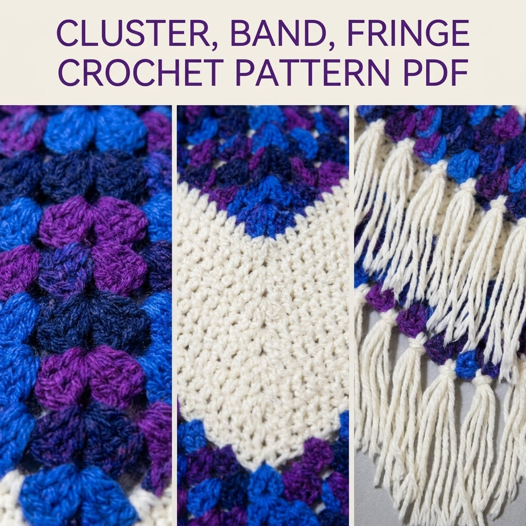 Purple Chevron Poncho Crochet Pattern PDF – Purple and Cream Fringe Poncho