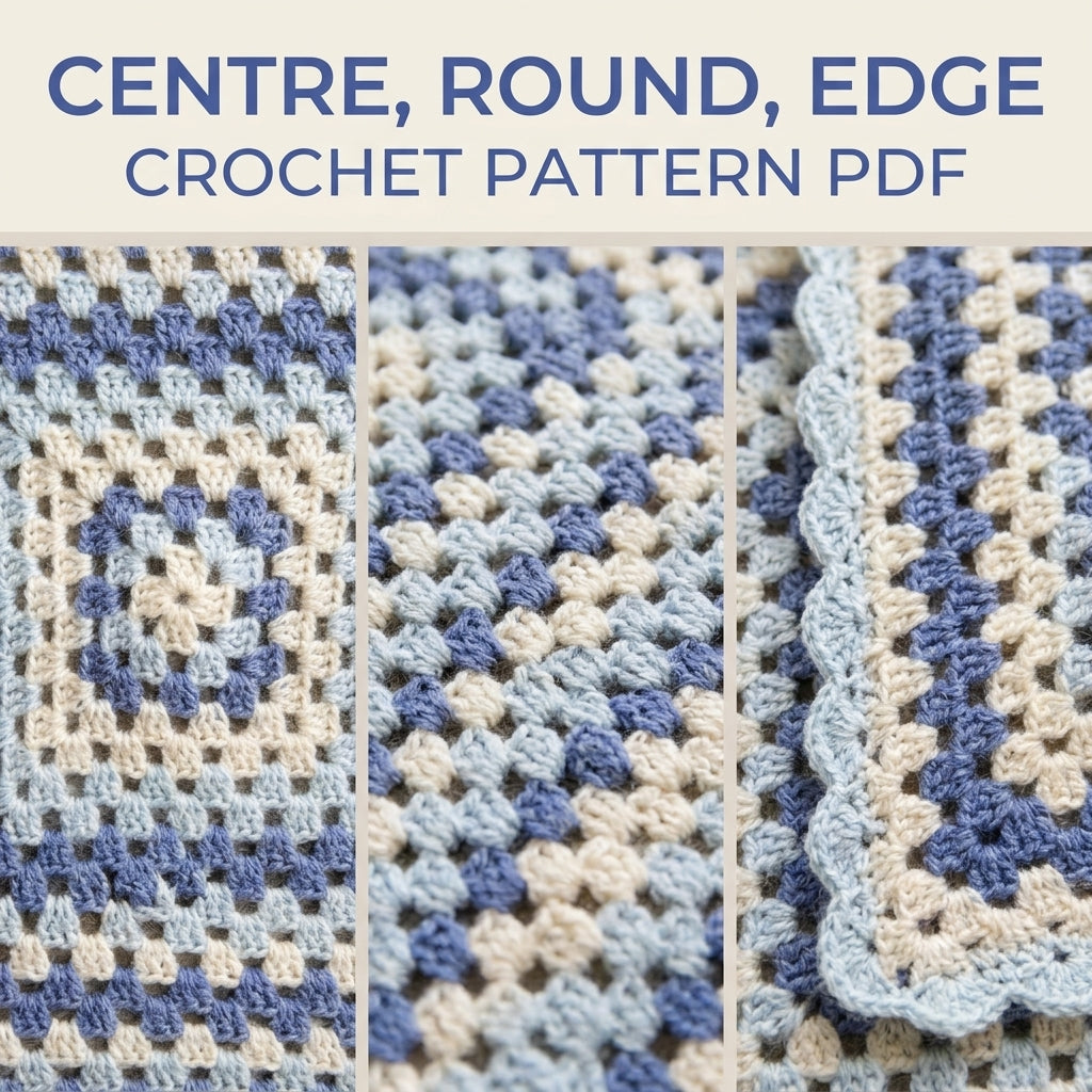 Blue Granny Square Baby Blanket Crochet Pattern PDF – Easy Giant Granny