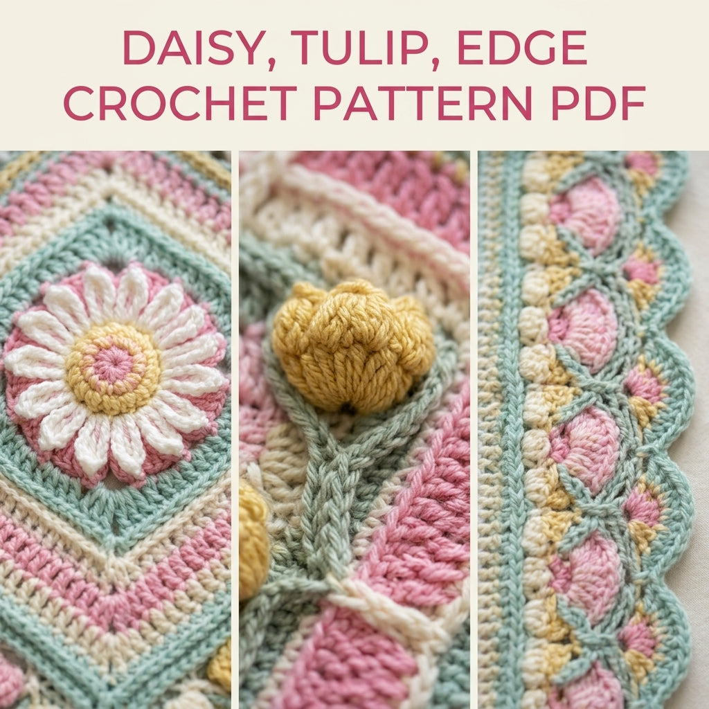 Mint Daisy Mandala Blanket Crochet Pattern PDF – Textured Daisy Square Throw