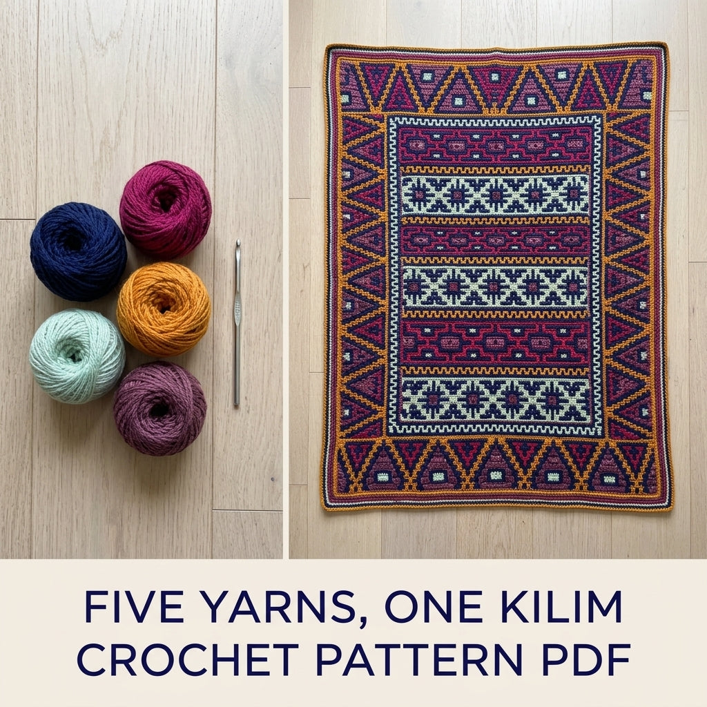 Kilim Mosaic Crochet Blanket Crochet Pattern PDF – Overlay Mosaic Afghan