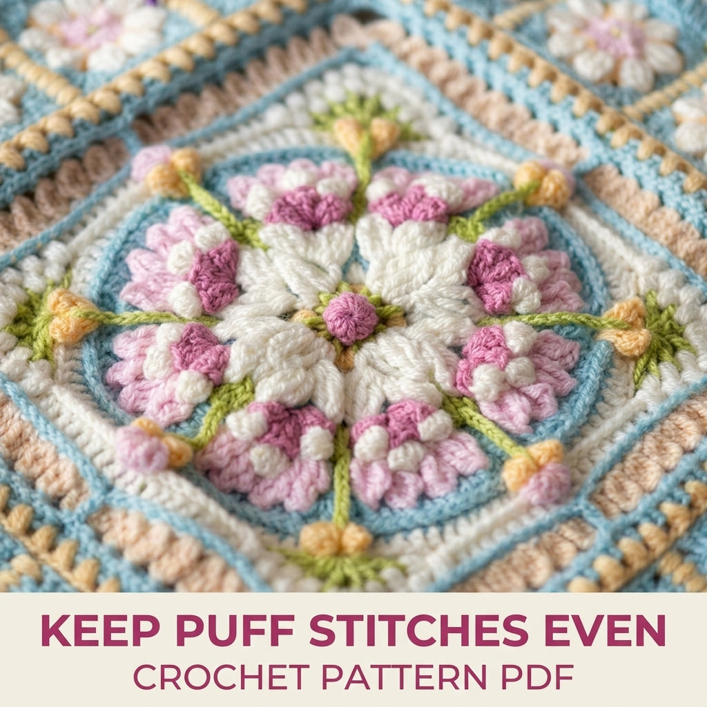 Daisy Ring Medallion Blanket Crochet Pattern PDF – Puff Flower and Daisy Square Throw